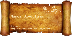 Mencz Szvetlana névjegykártya